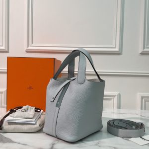 HERMES PICOTIN 18, Bleu Pale/Silver 20380