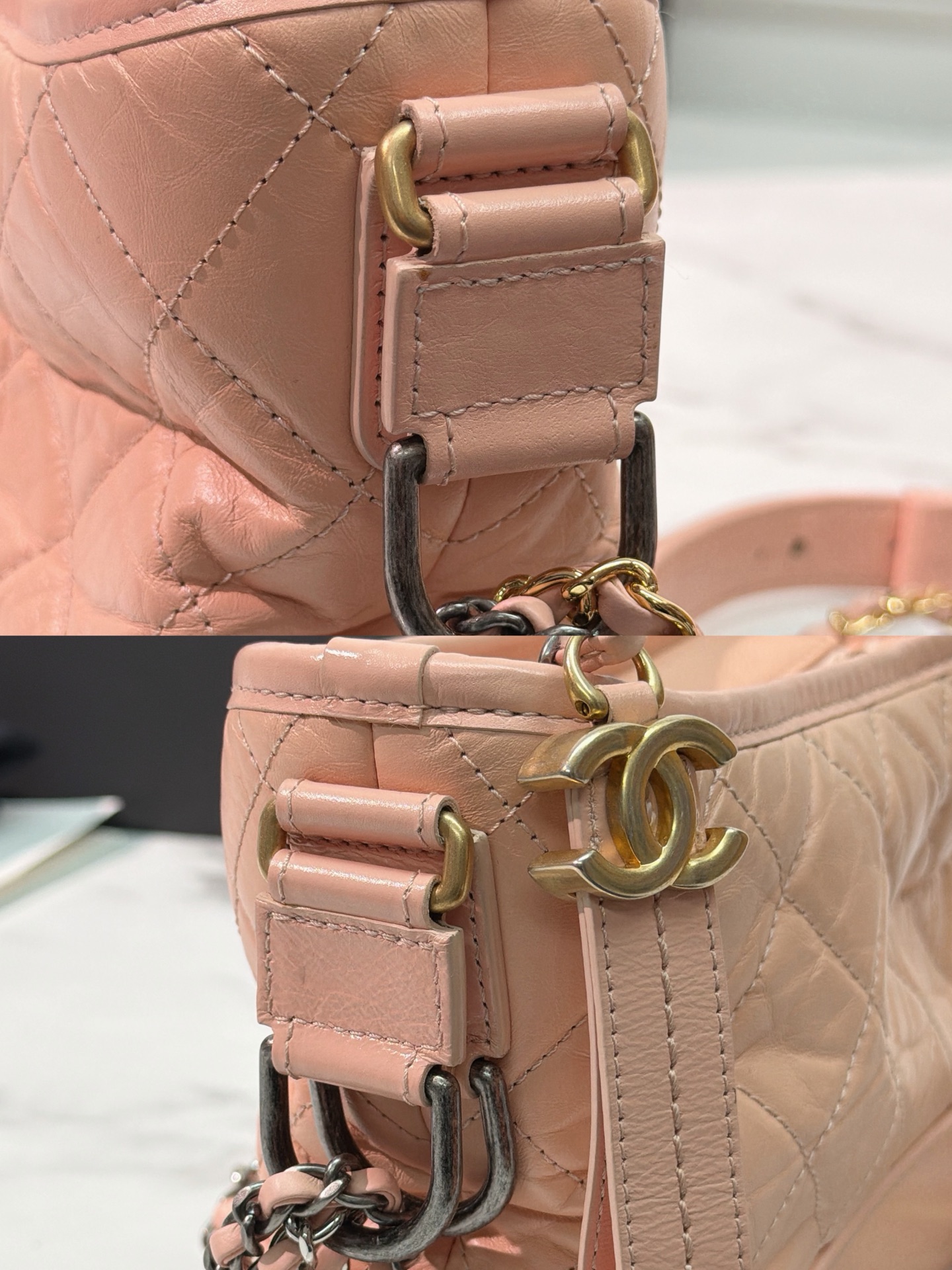 20390-06 CHANEL SMALL GABRIELLE, Pink/Gold 20390