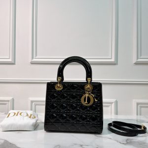 DIOR MEDIUM LADY DIOR, Black/Gold 20406
